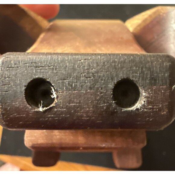 Vintage Hand carved Wooden Folk Piggy Pig Shaped Bank - Picture 10 of 13